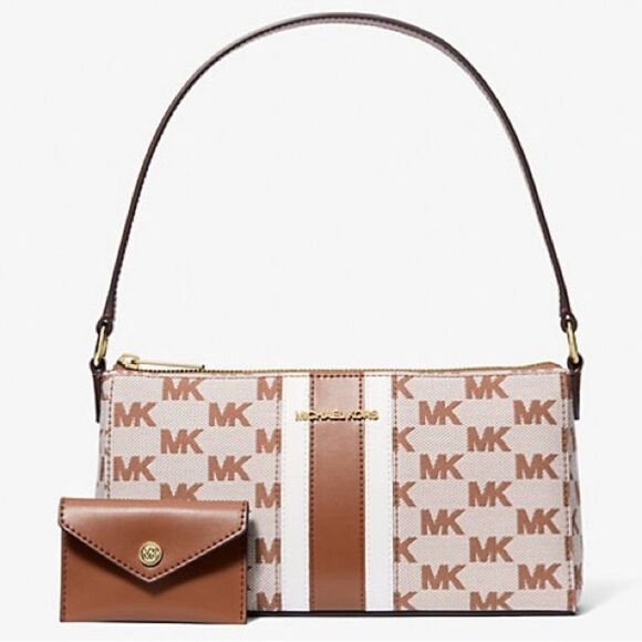 Michael Kors Brown Signature Logo Pochette shoulder bag NWT - Picture 4 of 12